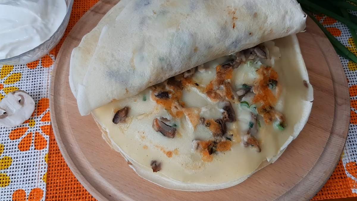 блины с грибным припеком