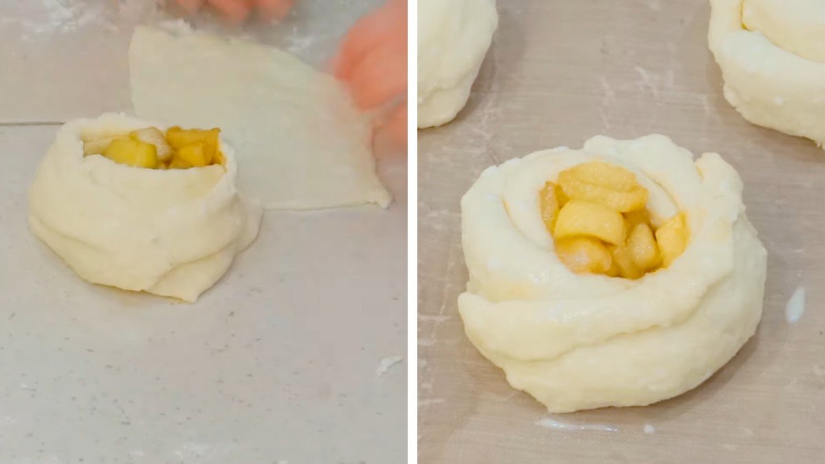 булочки с яблоками