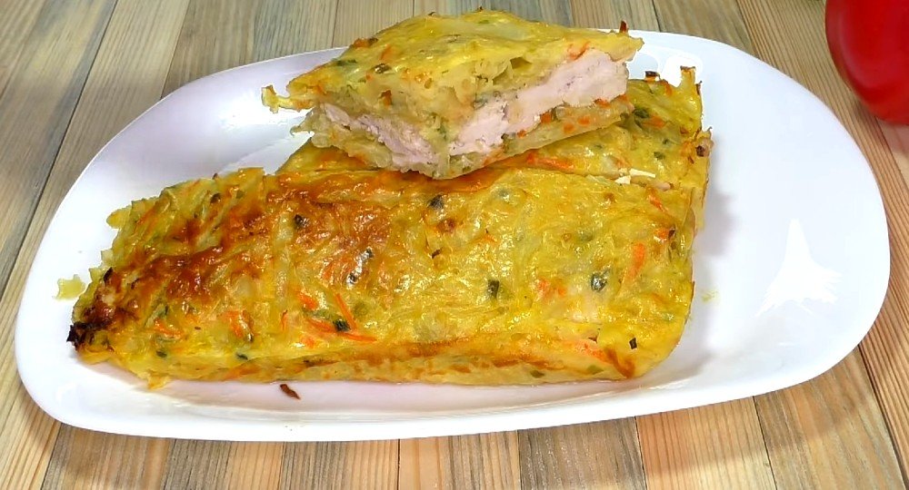 Капустная запеканка с курицей