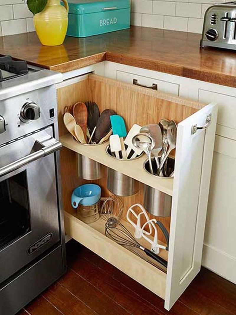 правильное распределение кухонной утвари в шкафах