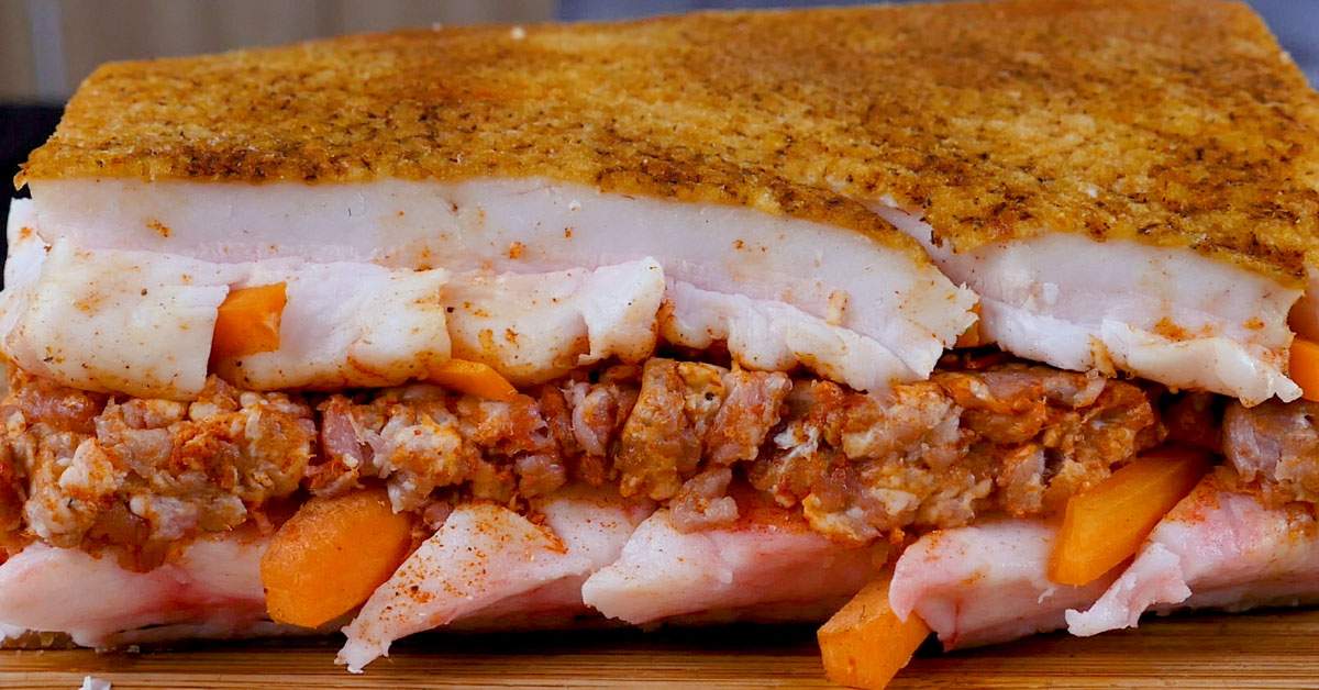 рулет из сала с фаршем