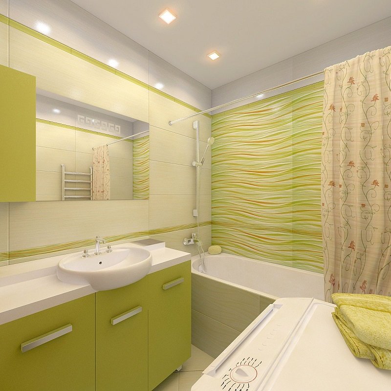 ванная зеленого цвета