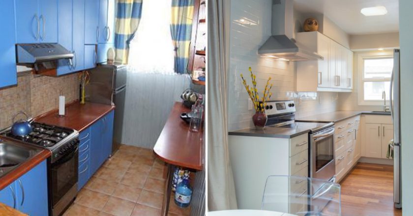 как оформить длинную кухню