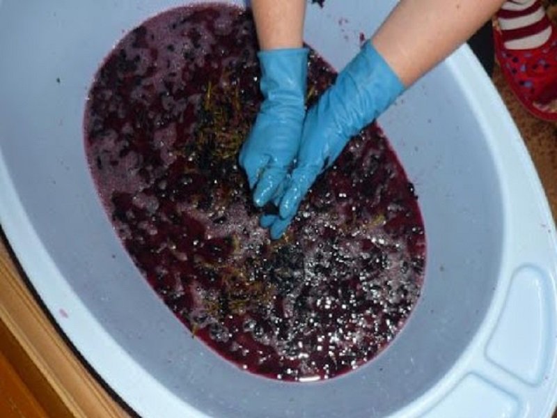 отжим винограда вручную