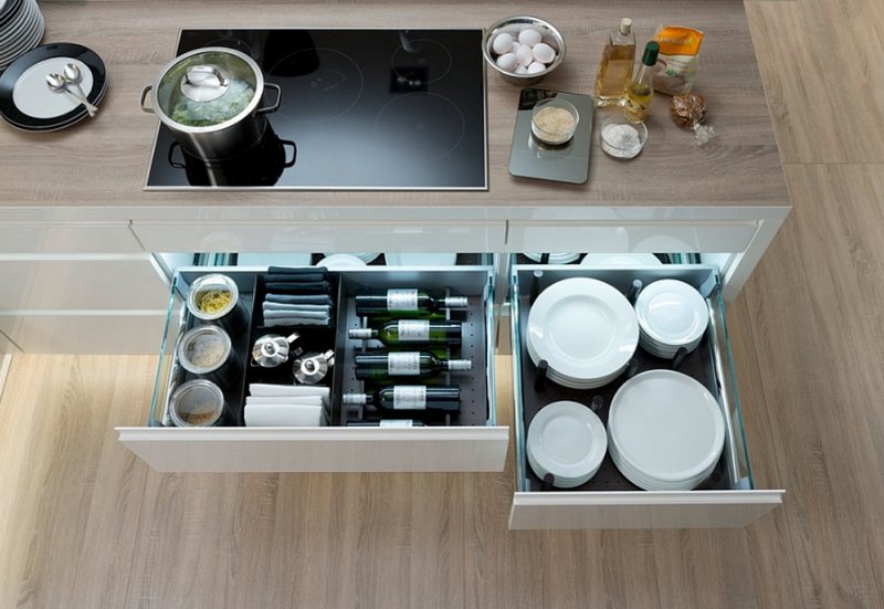 компактное хранение на кухне