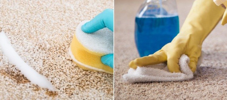 Использование жидкости для мытья посуды, чистка ковров