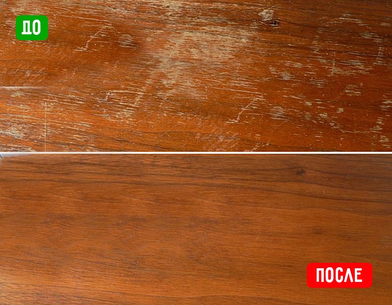 деревянный кухонный стол до и после