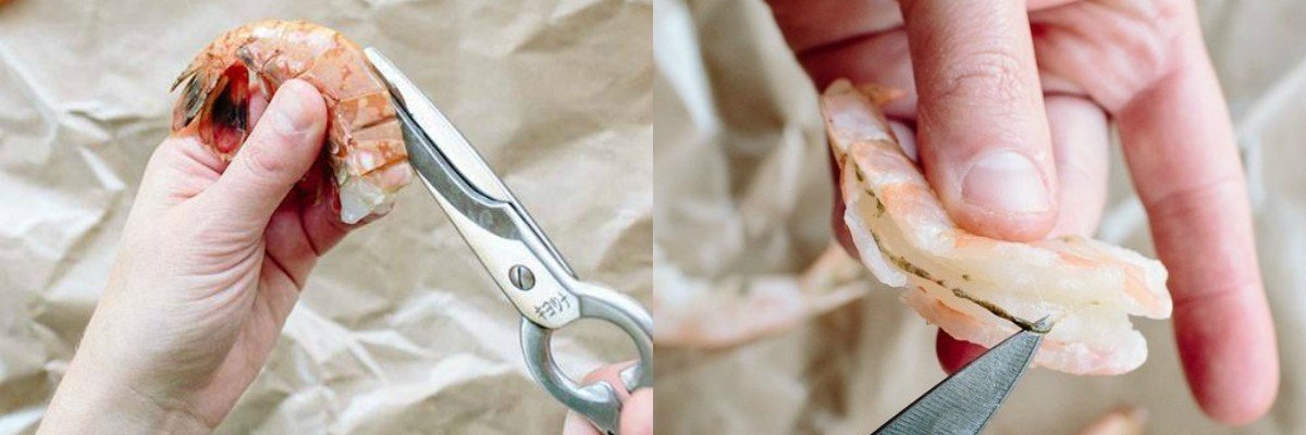 Как удалить кишечник у креветки