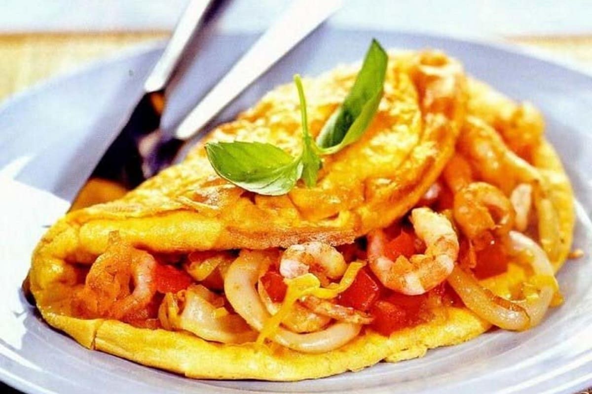 omeleta s morskými plodmi