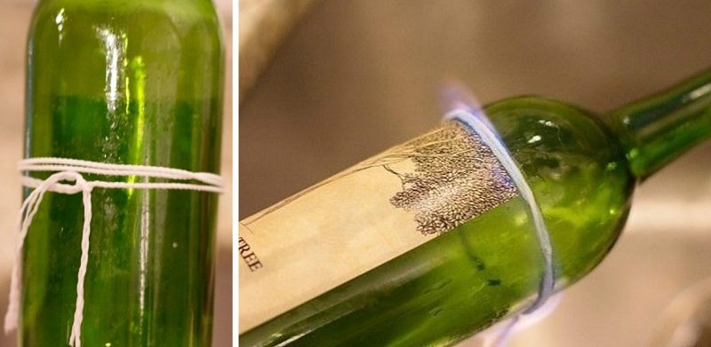 разрезать стекянную бутылку