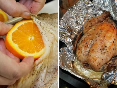 Как запечь курицу в духовке целиком