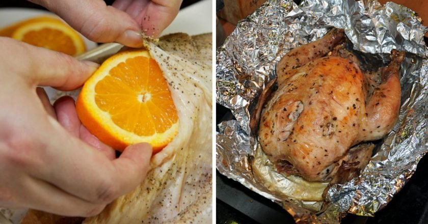 Как пожарить курицу в духовке с золотистой корочкой целиком на противне пошаговый рецепт с фото