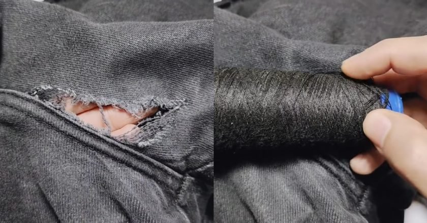 как зашить джинсы между ног