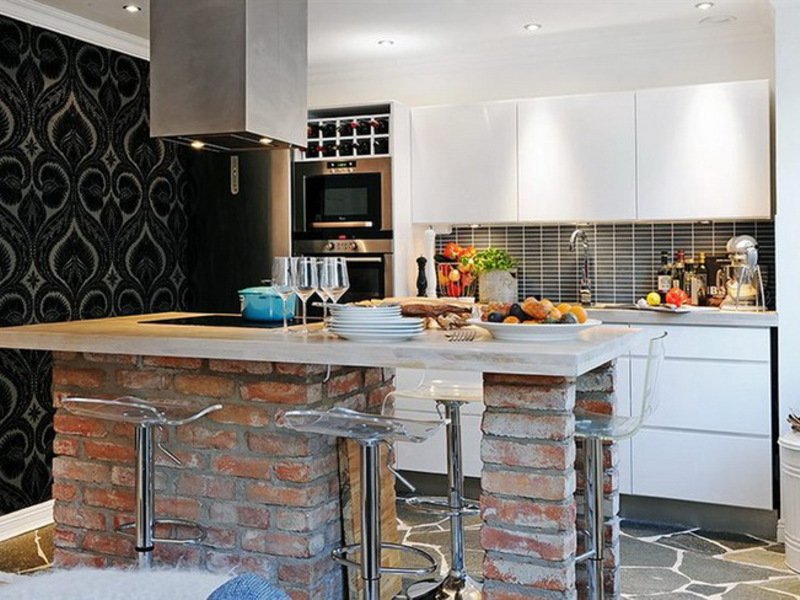 кухня с барной стойкой фото
