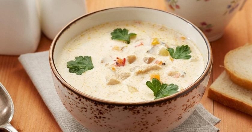 суп с сыром и курицей