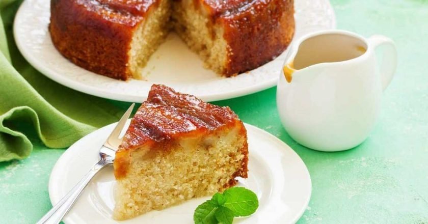 перевернутый пирог с бананами и карамелью