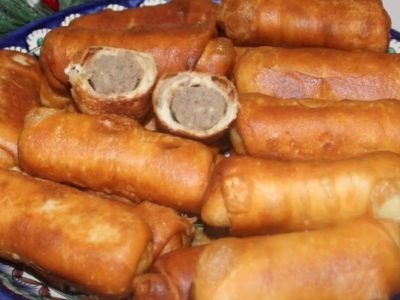 Жареные пирожки с печенью и рисом