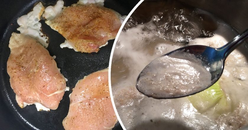 Почему при жарке курицы образуется пена