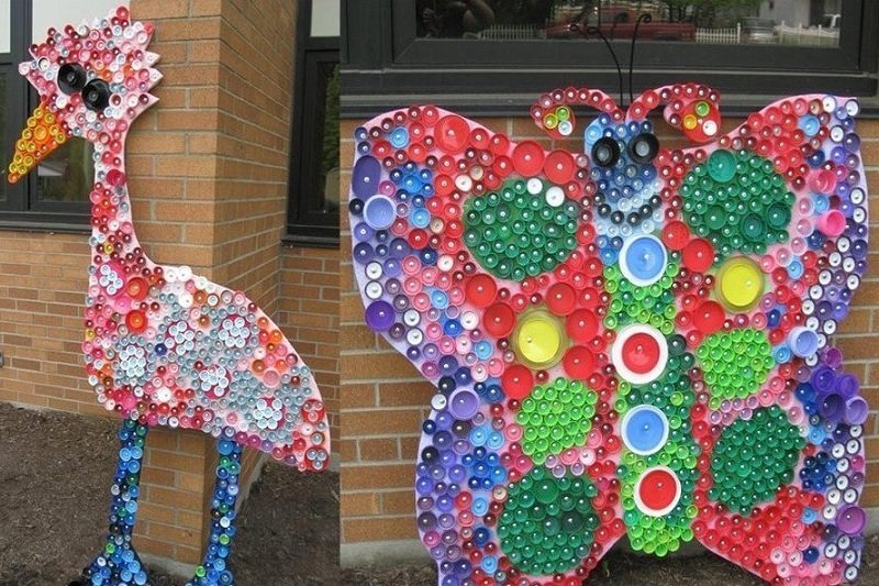 композиции из крышек от бутылок фото