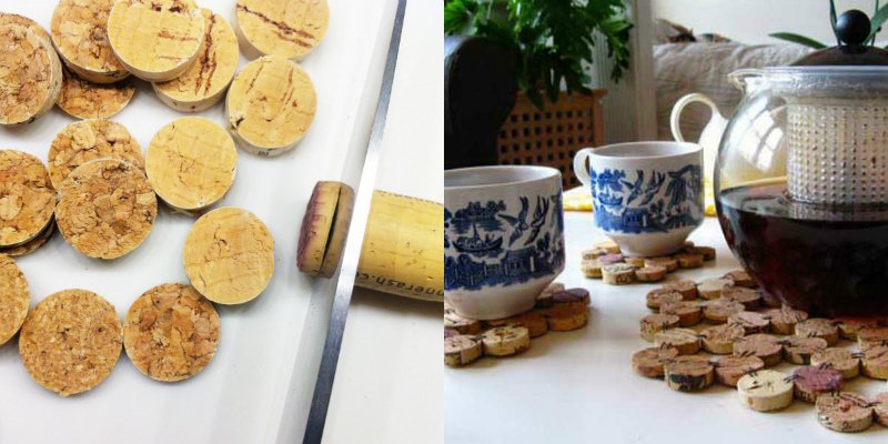 подставки под горячее из винных пробок
