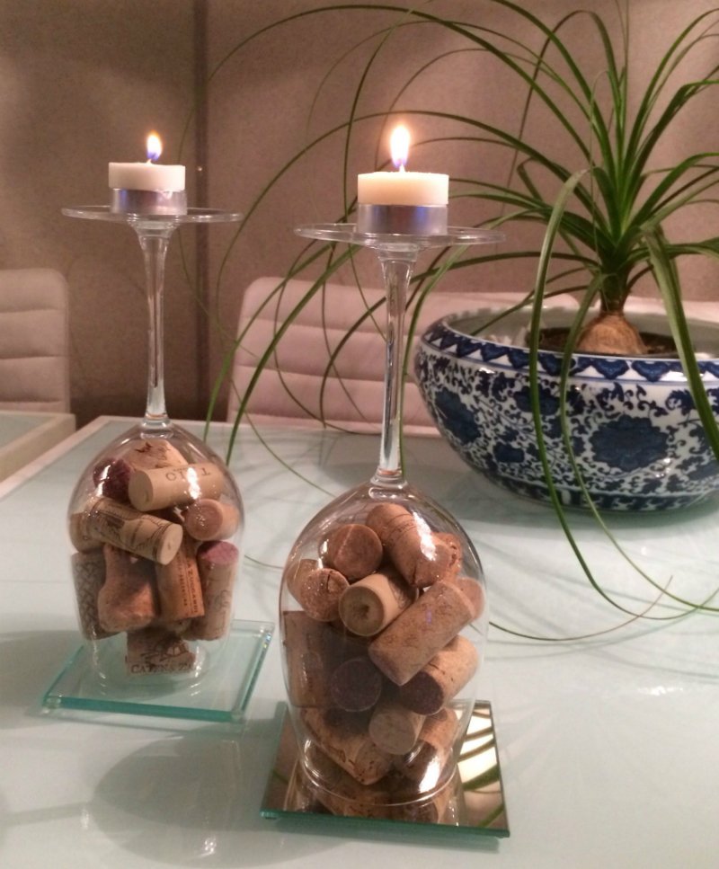 подсвечники из винных пробок