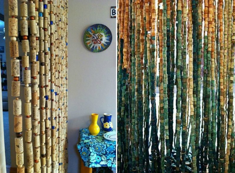 штора из винных пробок