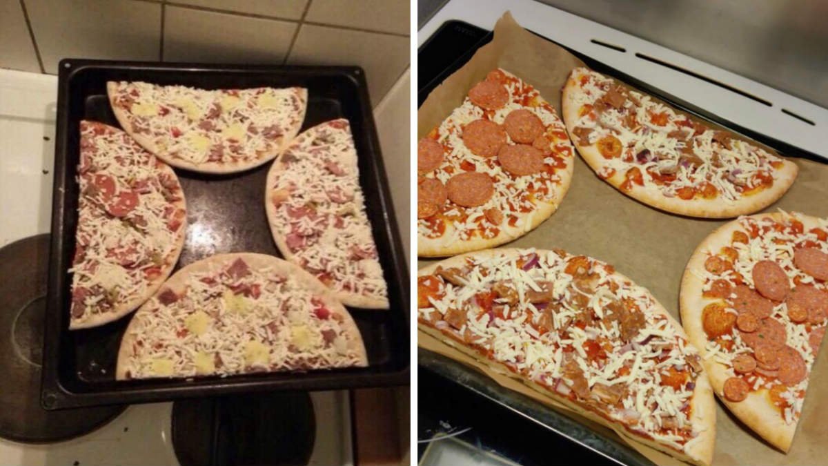 две пиццы на противне