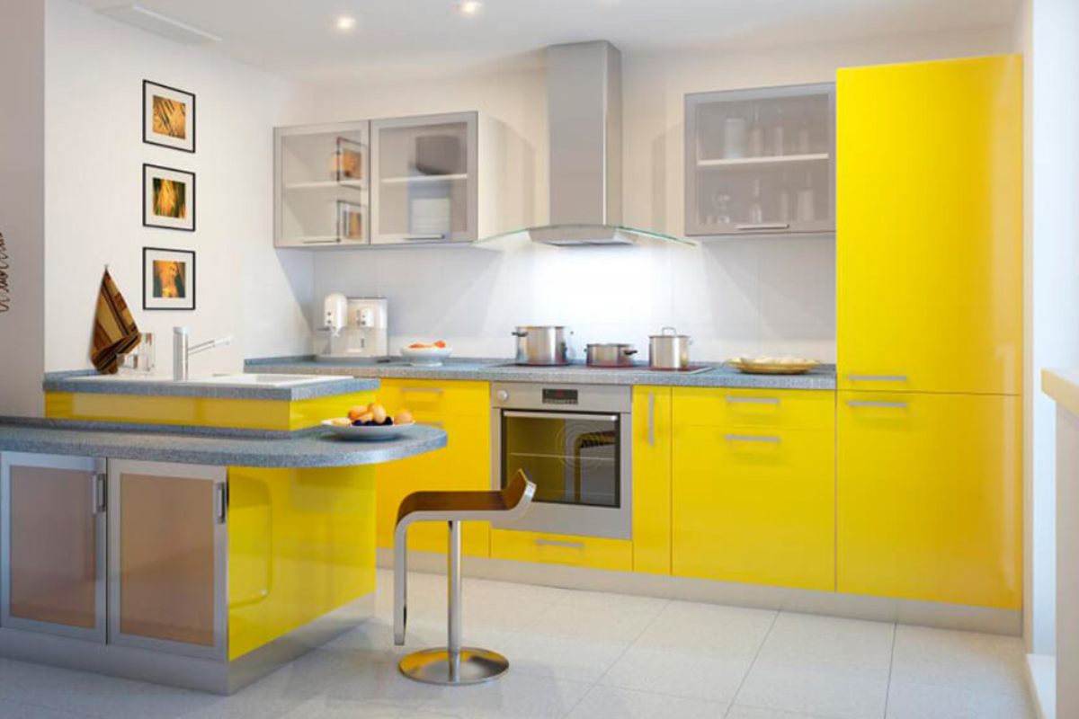 Кухня желтая в стиле модерн
