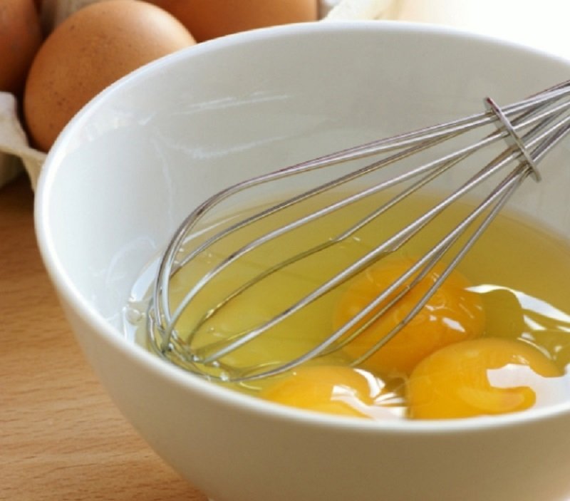 Beat the eggs in a bowl