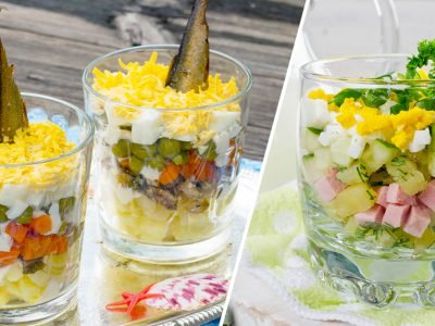 Как приготовить салаты в стакане