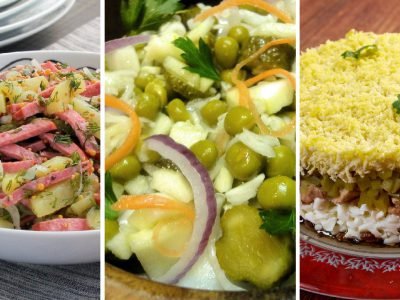Салаты с солеными огурцами