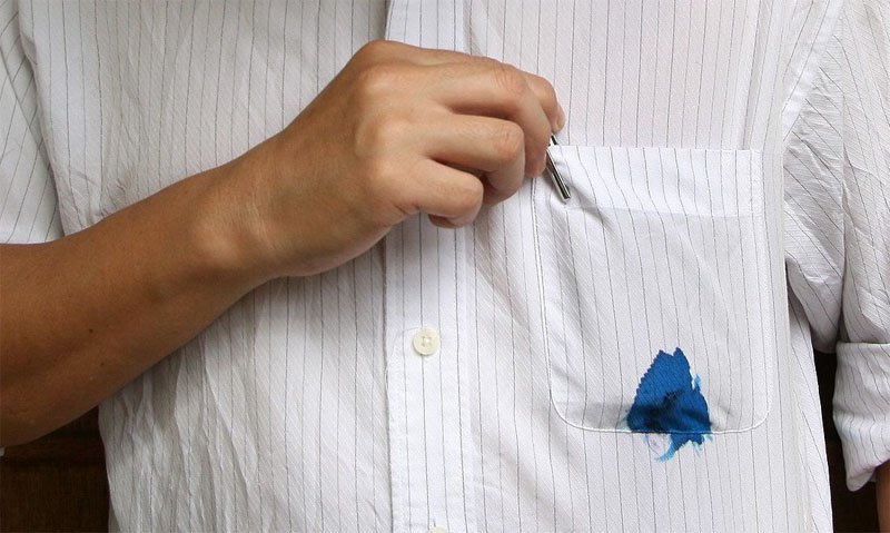 удалить чернильное пятно с белой ткани