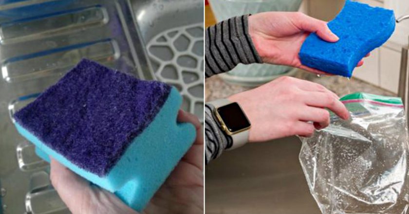 Старая губка для посуды