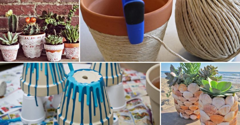 Украшение цветочных горшков