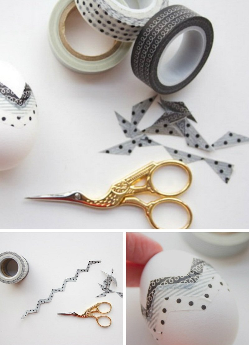 декор яиц из бумажных лент