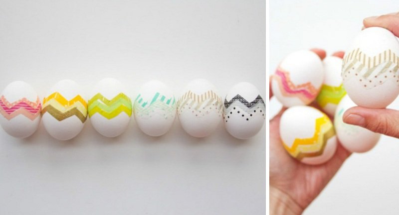 Яйца с декором из бумажных лент