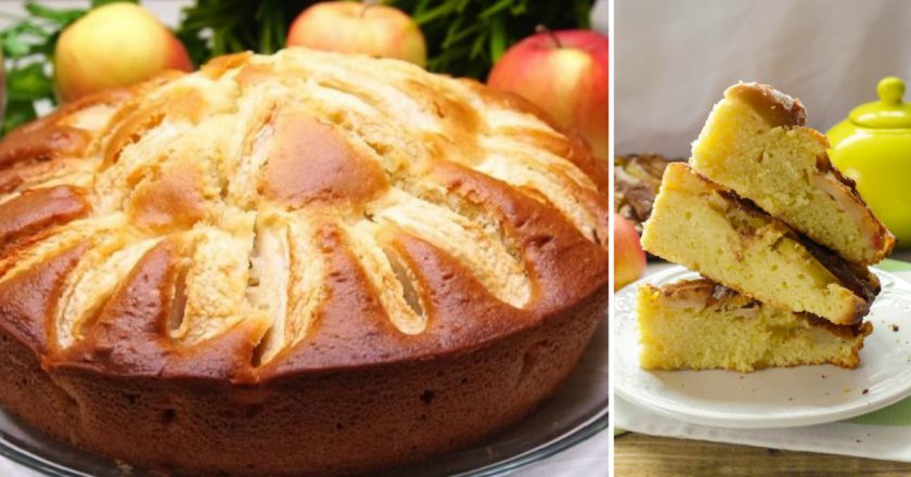 Быстрый яблочный пирог на кефире