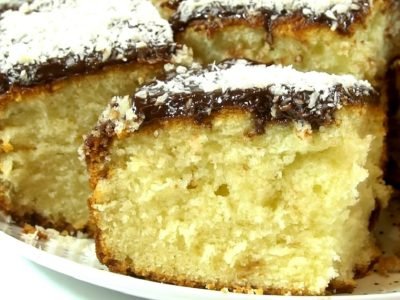 Молочный австралийский кекс с шоколадной глазурью