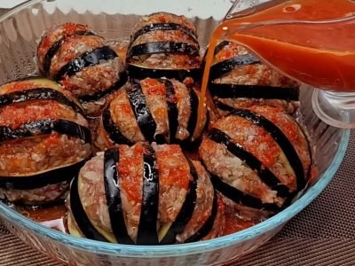 Аппетитные баклажаны гармошкой с фаршем в духовке