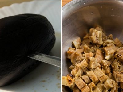 Баклажаны с фаршем в беконе