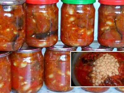 Баклажаны с фасолью на зиму