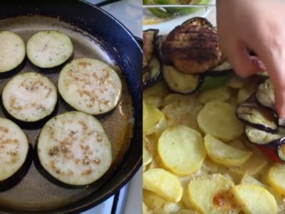 Баклажаны с картофелем и фаршем