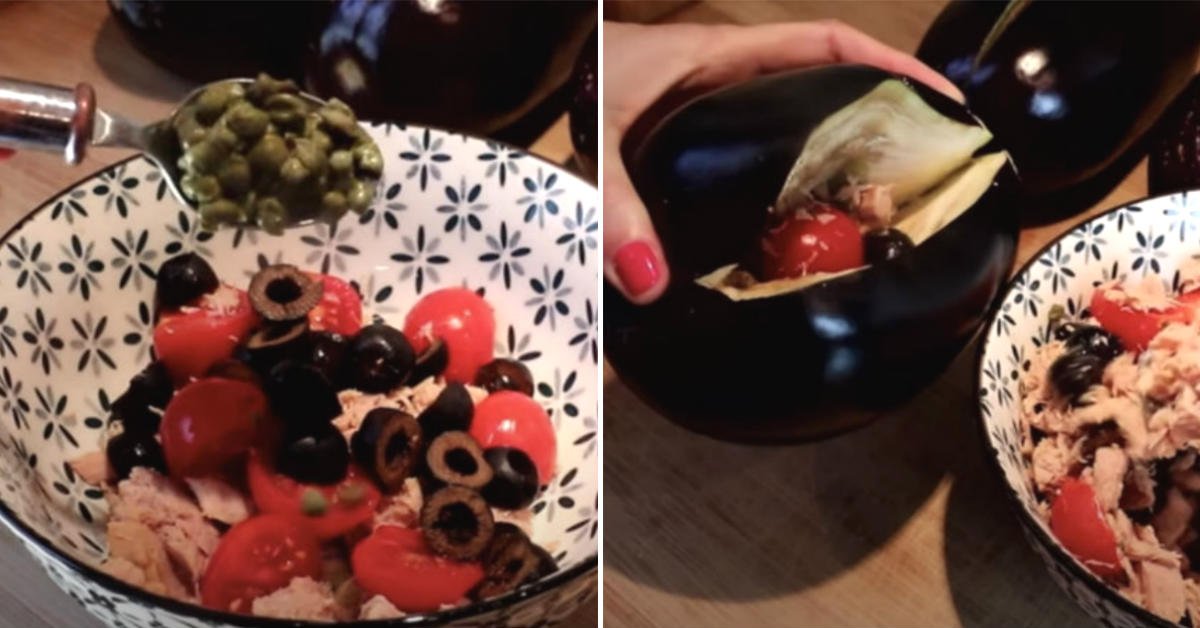 тушеные баклажаны с тунцом