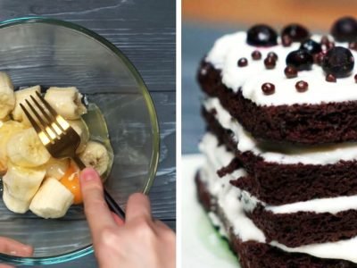 Банановое пирожное без муки на быструю руку