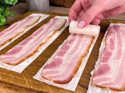 Бекон в лаваше: быстрая закуска