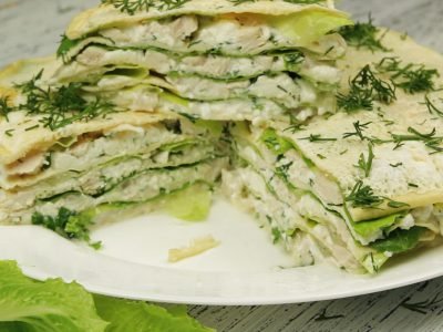 Белковый торт с курицей