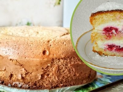 Бисквитный пирог с вишней