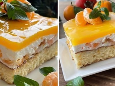 Бисквитный торт с мандаринами