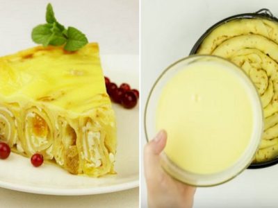 Блинный пирог с творогом