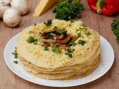 Блинный торт с грибами